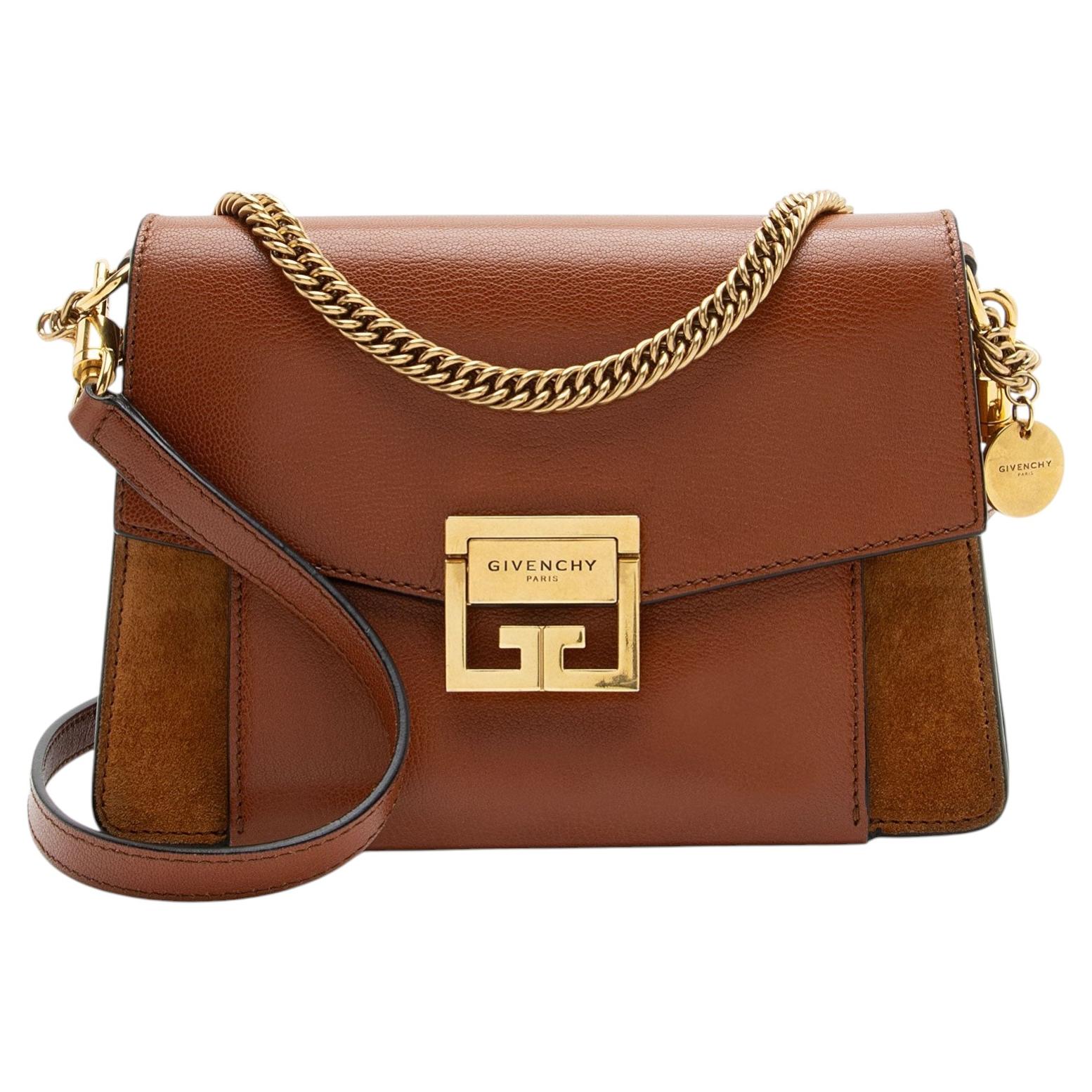 Givenchy Leather Suede GV3 Small Shoulder Bag For Sale