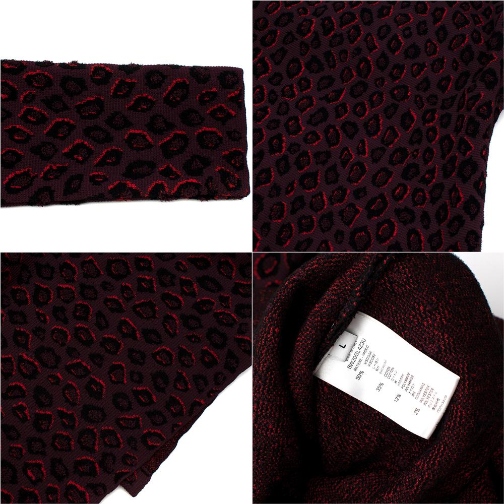 Givenchy Leopard Print Knit Burgundy Midi Dress L In New Condition In London, GB