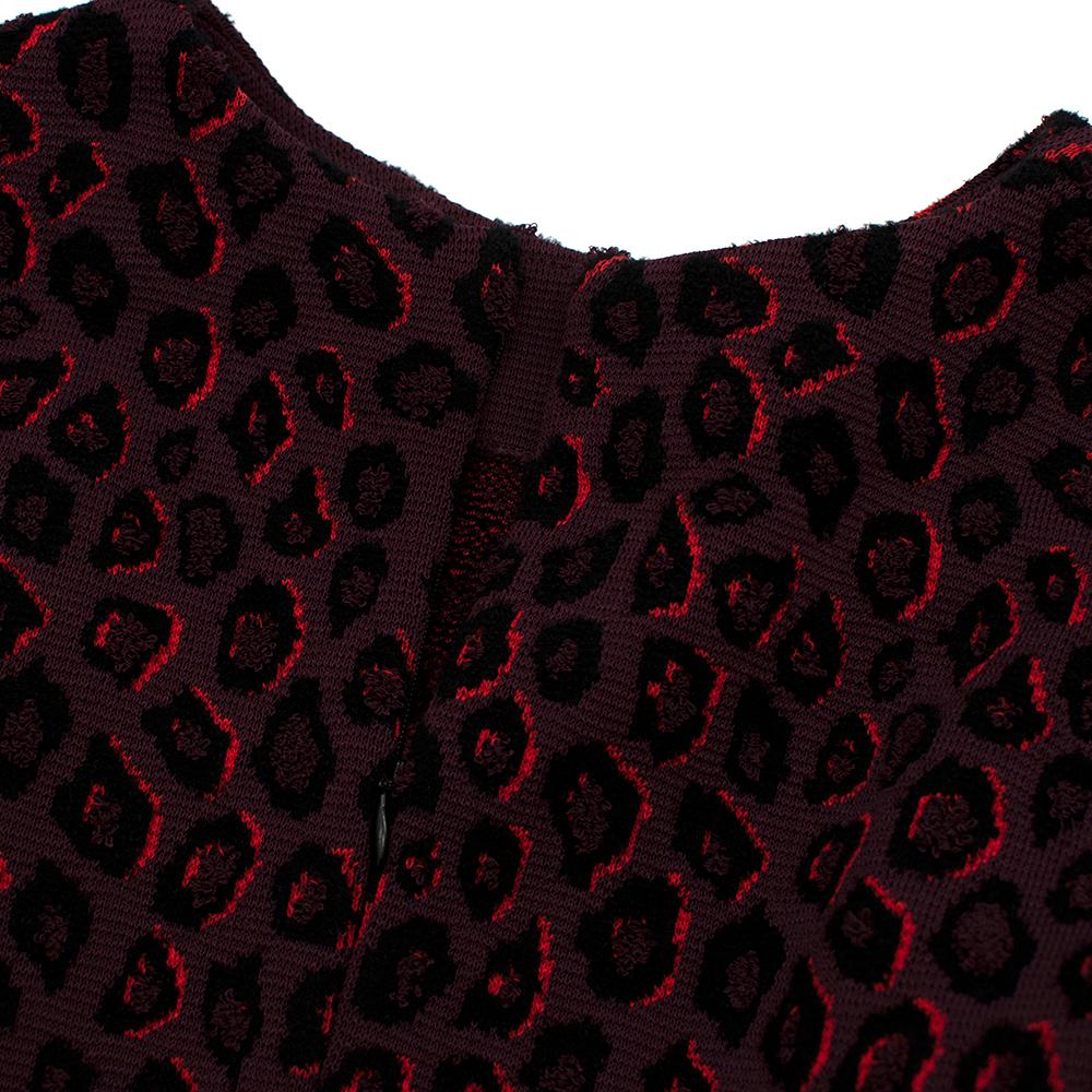 Givenchy Leopard Print Knit Burgundy Midi Dress L 1