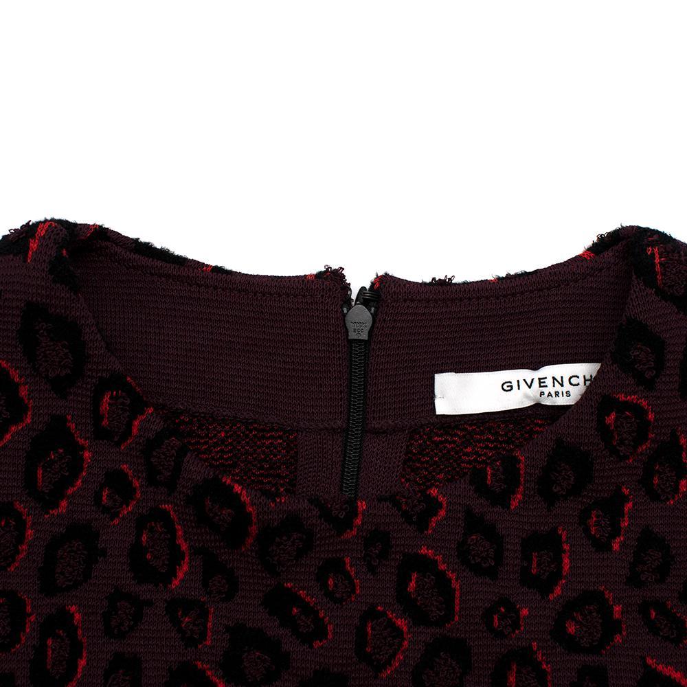 Givenchy Leopard Print Knit Burgundy Midi Dress L 2