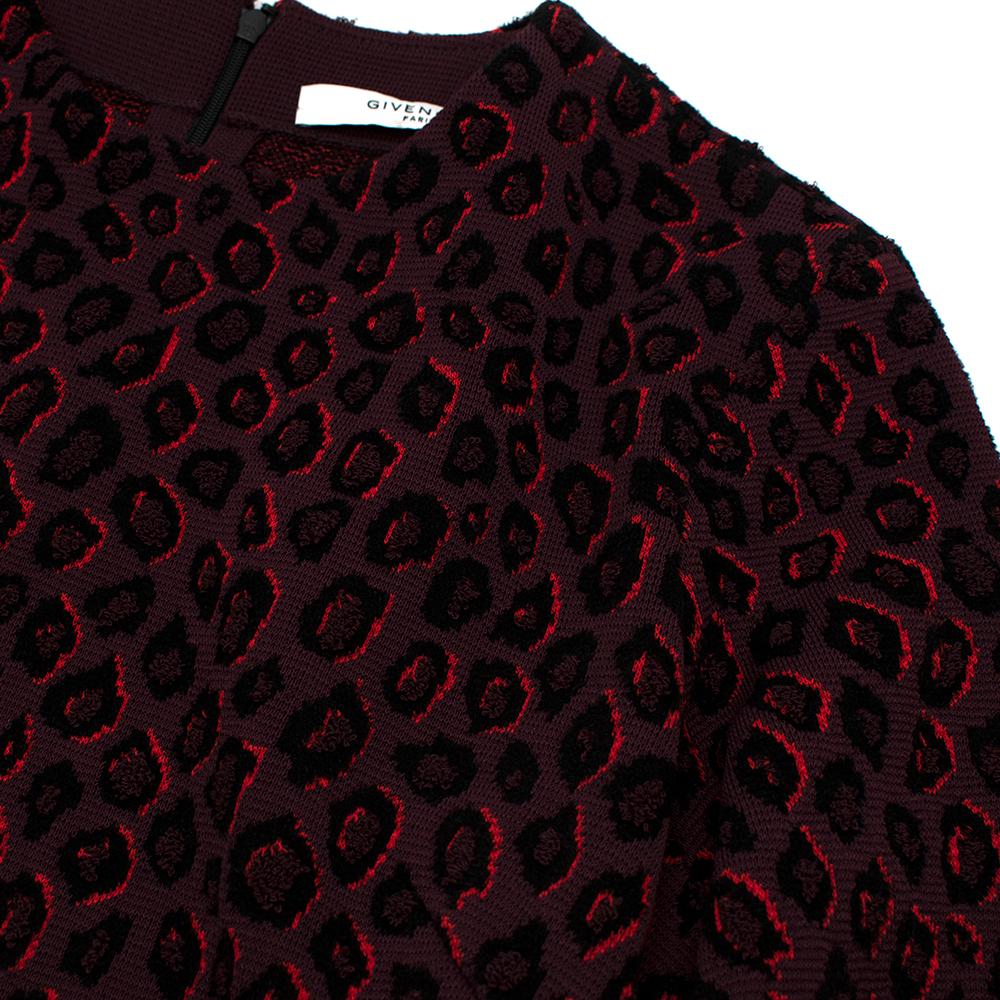 Givenchy Leopard Print Knit Burgundy Midi Dress L 4