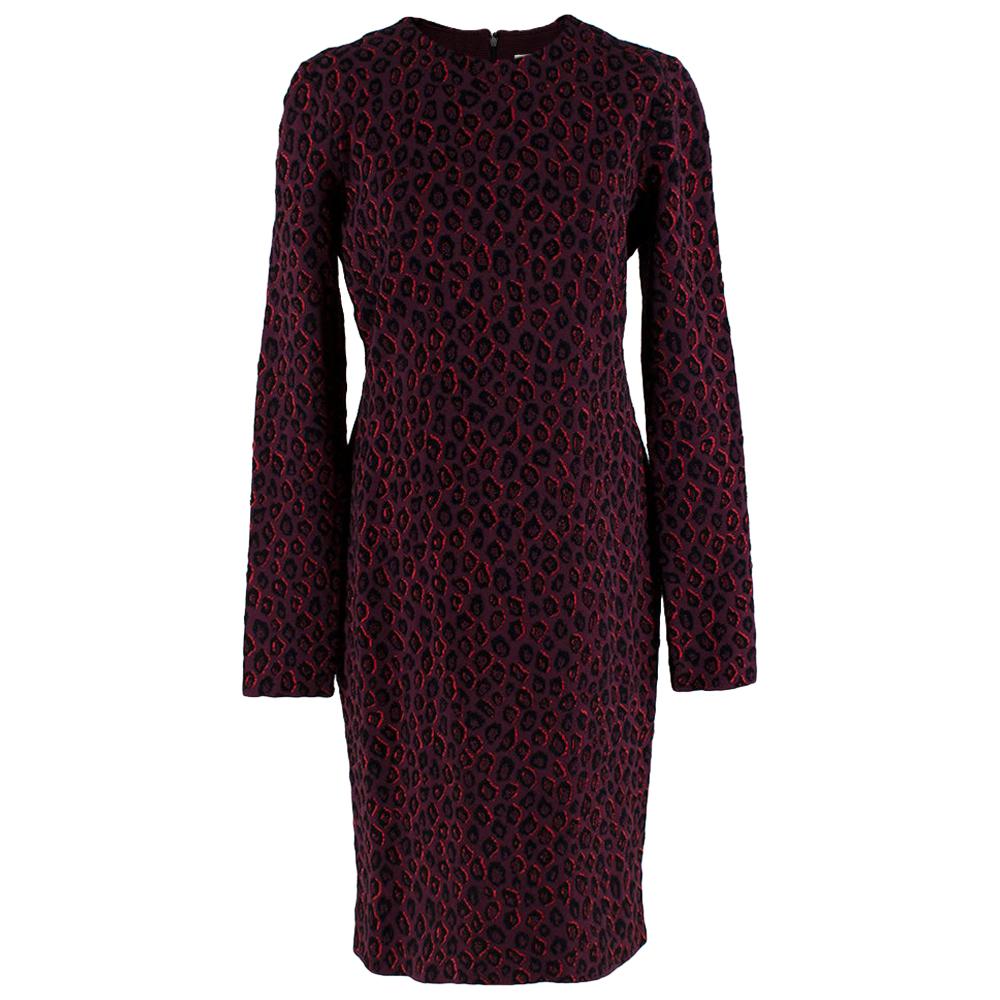 Givenchy Leopard Print Knit Burgundy Midi Dress L