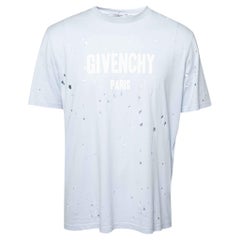 Hellblaues T-Shirt von Givenchy aus bedruckter Baumwolle im Used-Look, L