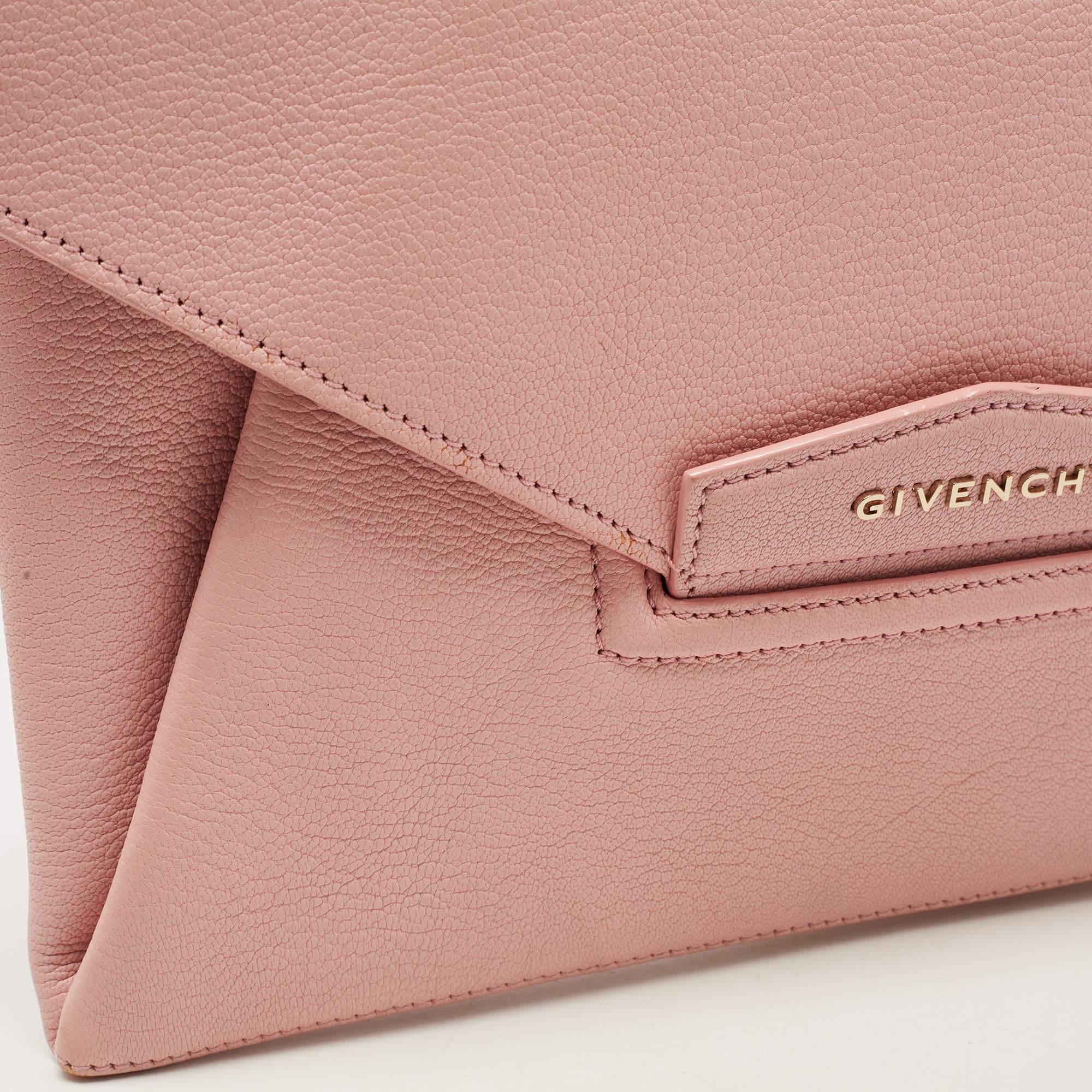 Givenchy Light Pink Leather Antigona Envelope Clutch 11