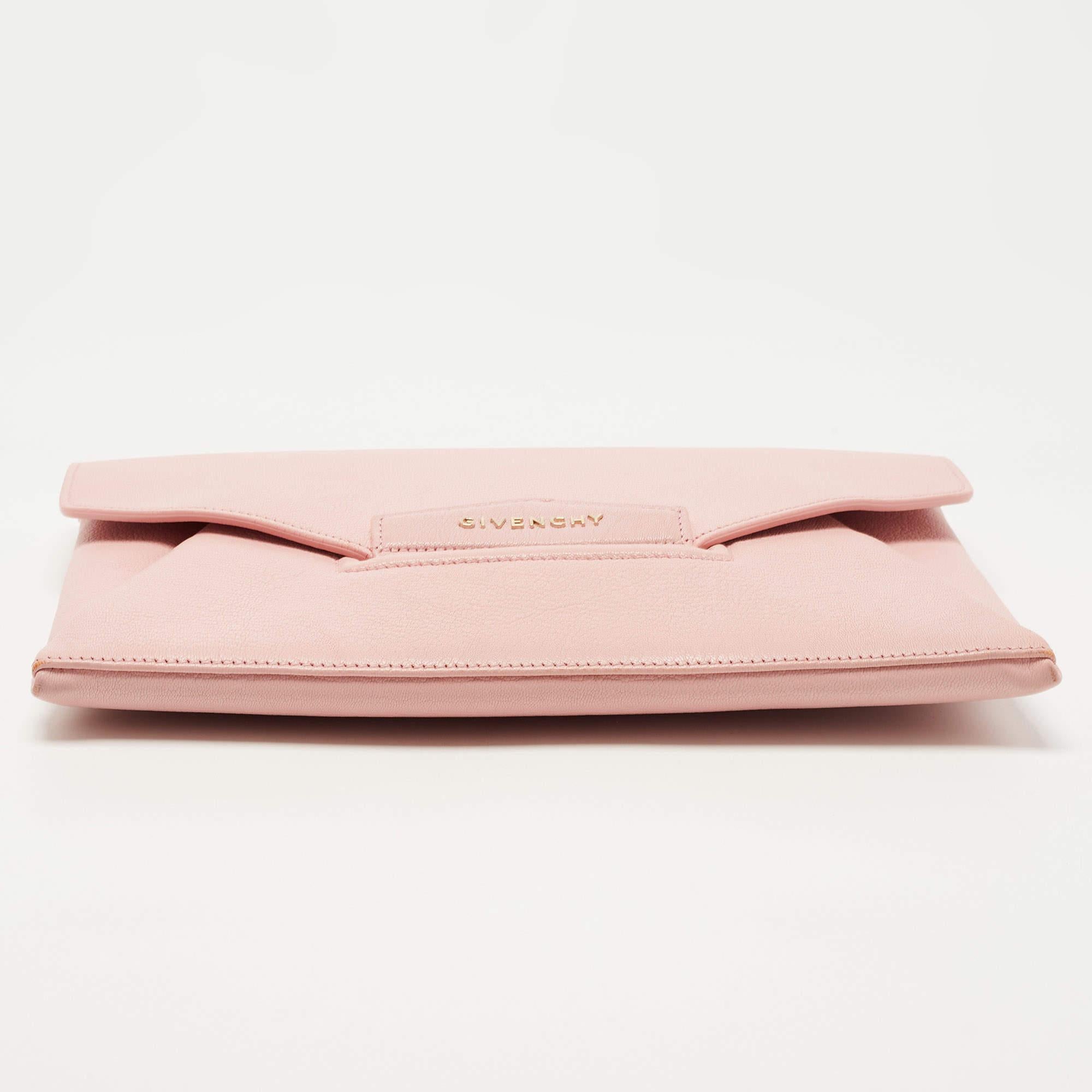 Givenchy Light Pink Leather Antigona Envelope Clutch 1