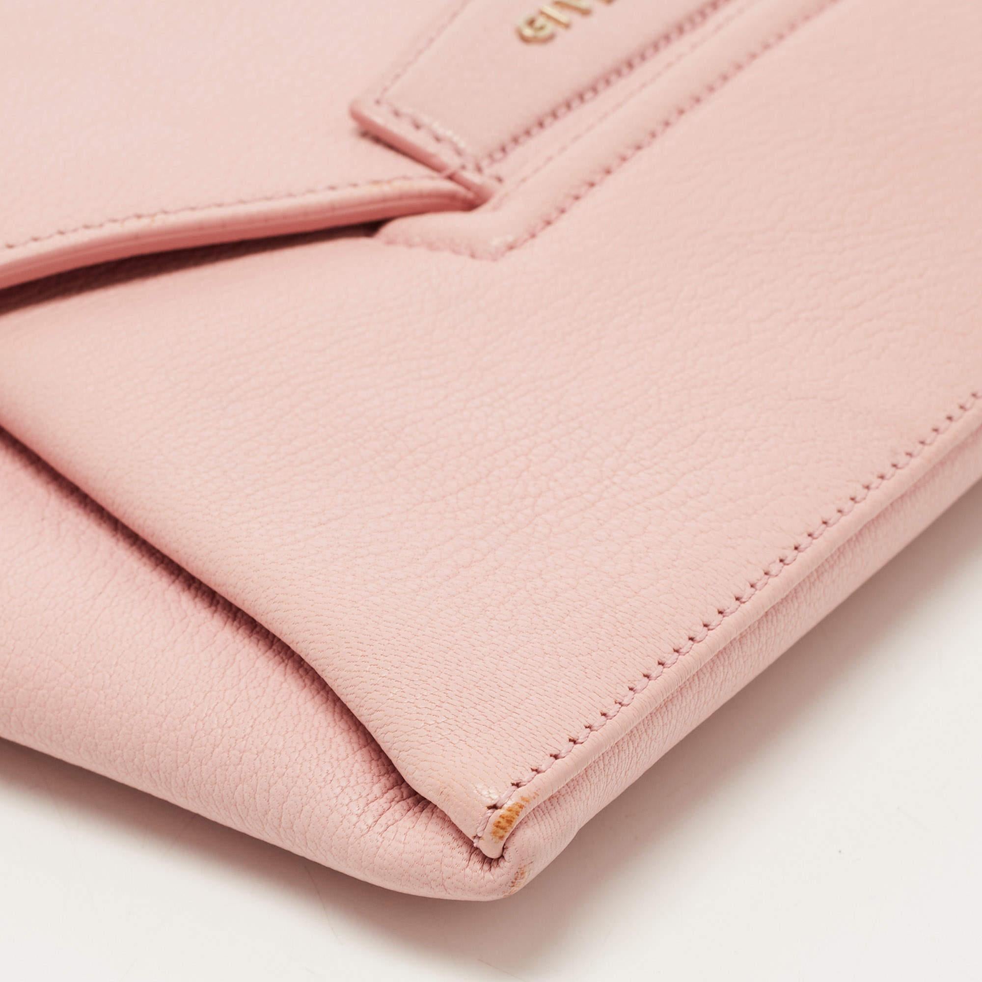 Givenchy Light Pink Leather Antigona Envelope Clutch 2