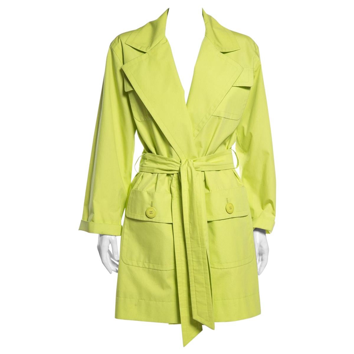 GIVENCHY Lime Green Trench Coat Size 36 For Sale