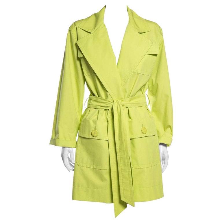 GIVENCHY Lime Green Trench Coat Size 36 For Sale at 1stDibs
