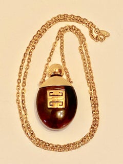Givenchy "Limited Edition" 'Tortoise Shell' Lucite Perfume Pendant Necklace