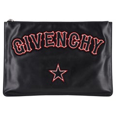 Givenchy Logo Embroidered Leather Clutch Bag/Pouch