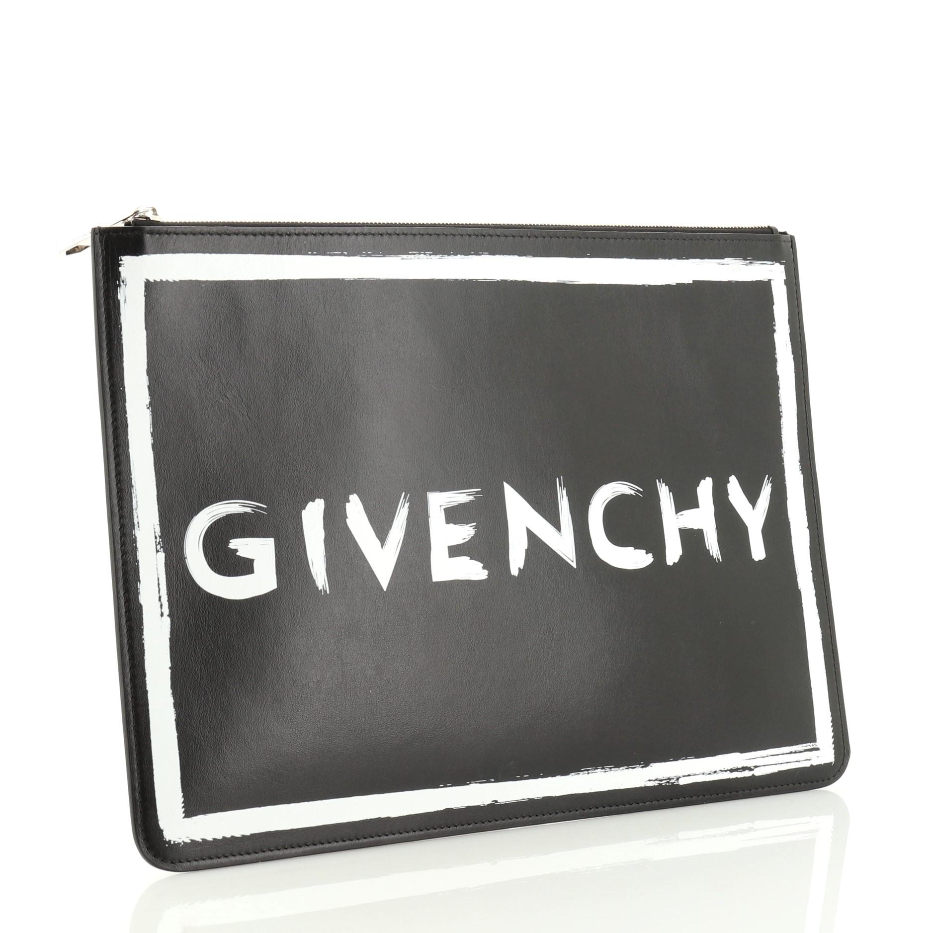 Black Givenchy Logo Pouch Printed Leather Large
