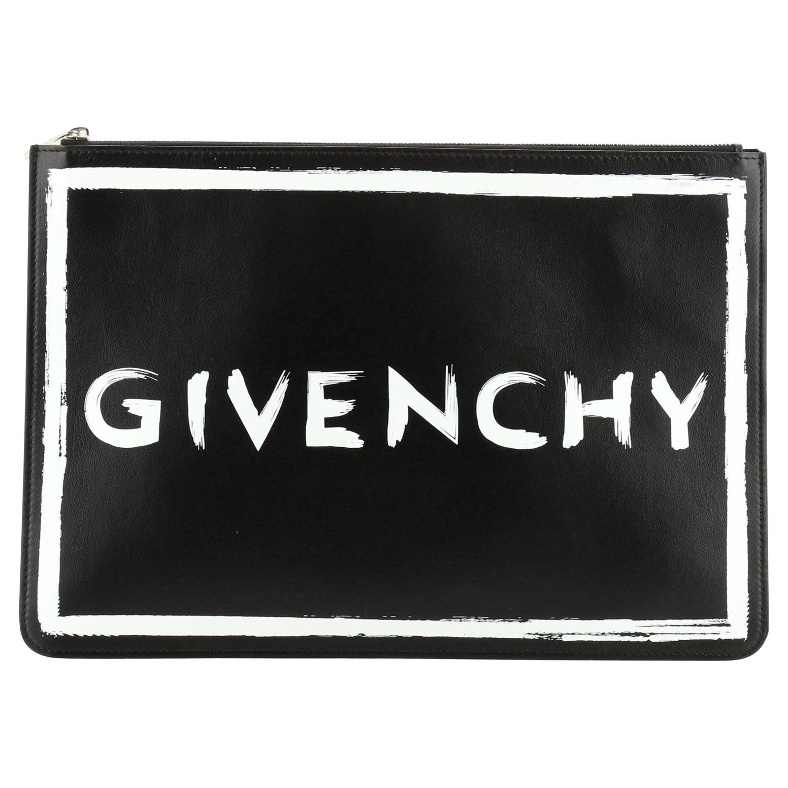 Givenchy Logo Pouch Printed Leather Large