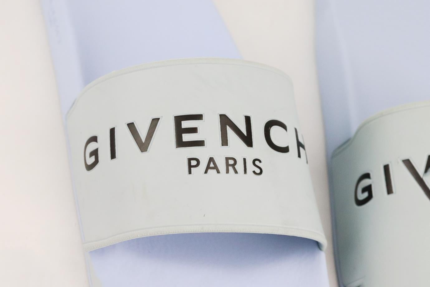 Gray Givenchy Logo Print Rubber Slides EU 39 UK 6 US 9