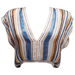 Givenchy lovely evening top in chiffon and beads with stripes
