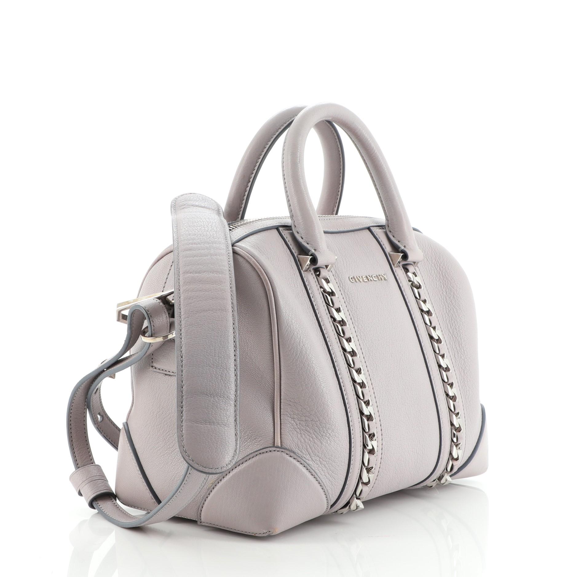 Gray Givenchy Lucrezia Duffle Bag Leather with Chain Detail Mini