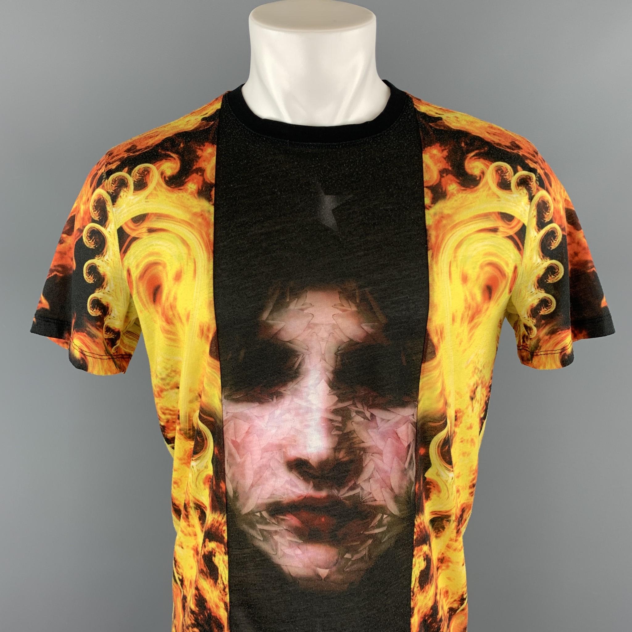 GIVENCHY t-shirt comes in a black & yellow polyester with the 