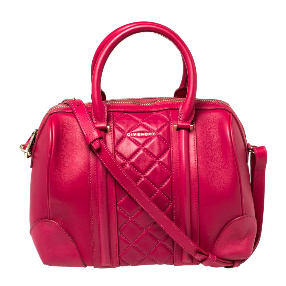 Givenchy Magenta Quilted Leather Lucrezia Bowler Bag