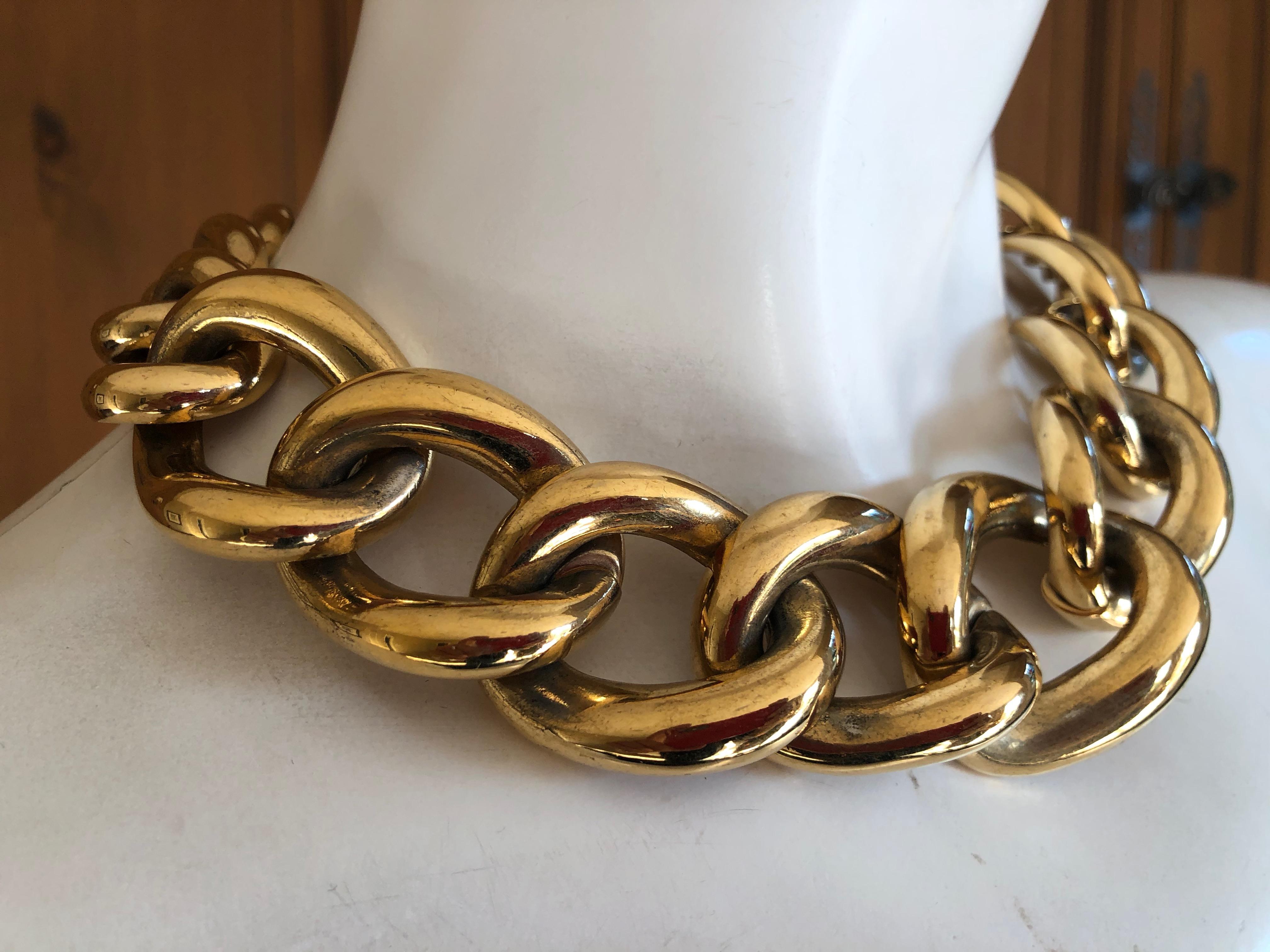 Women's Givenchy Massive Vintage Bold Graduated Gold Link Necklace For Sale