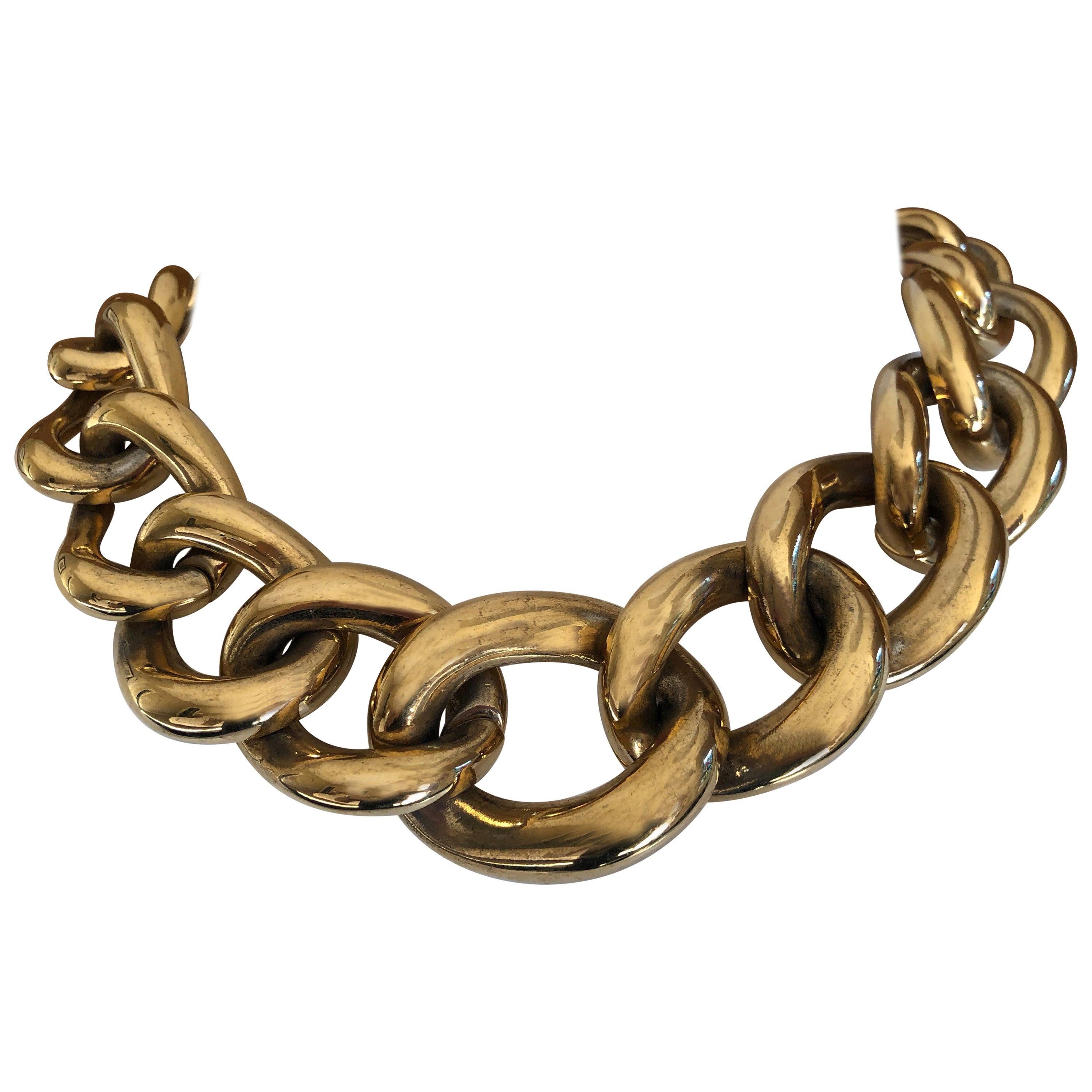 Givenchy Massive Vintage Bold Graduated Gold Link Necklace For Sale