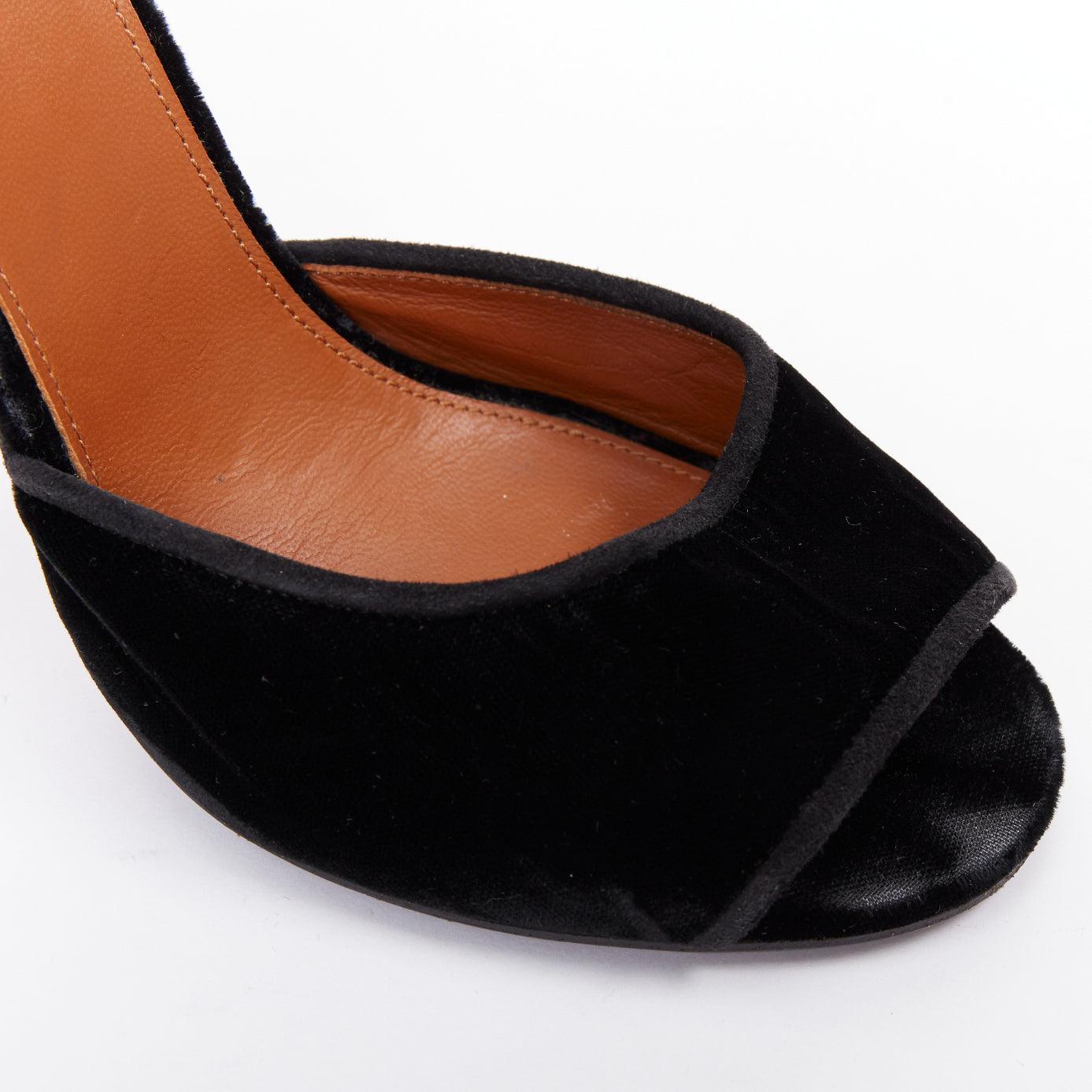 GIVENCHY Matilda Browne velours noir cuir de serpent marron sandale à talon en métal EU40 en vente 2