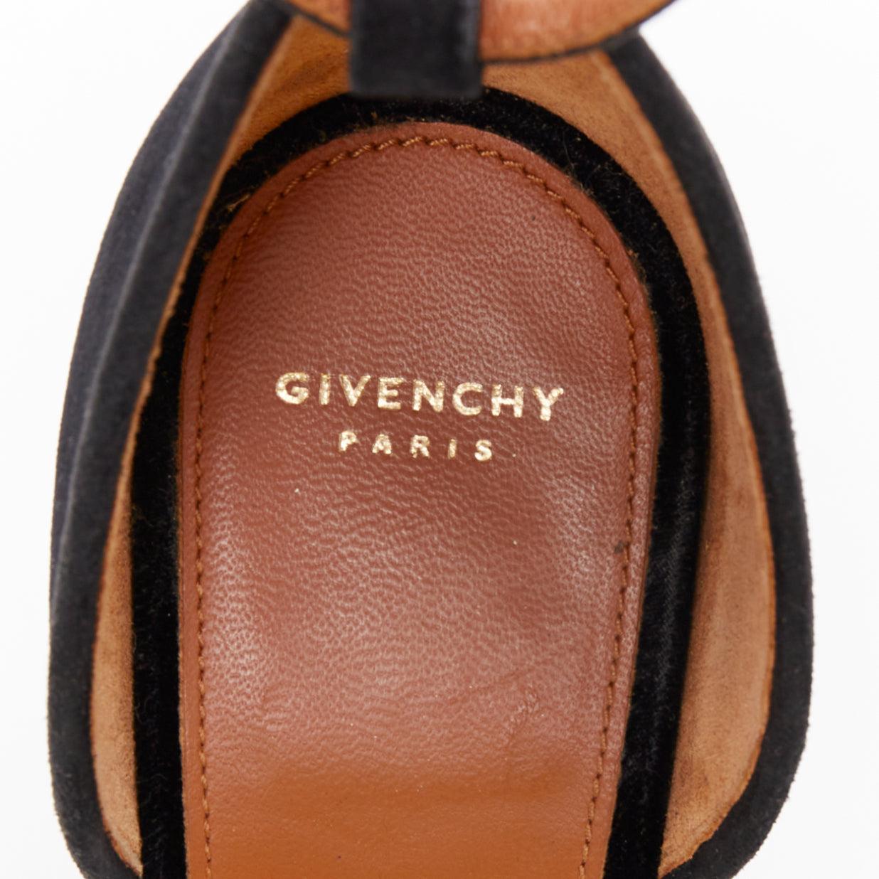 GIVENCHY Matilda Browne velours noir cuir de serpent marron sandale à talon en métal EU40 en vente 4