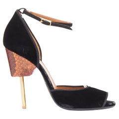 GIVENCHY Matilda black velvet brown snake leather metal pin heel sandal EU40