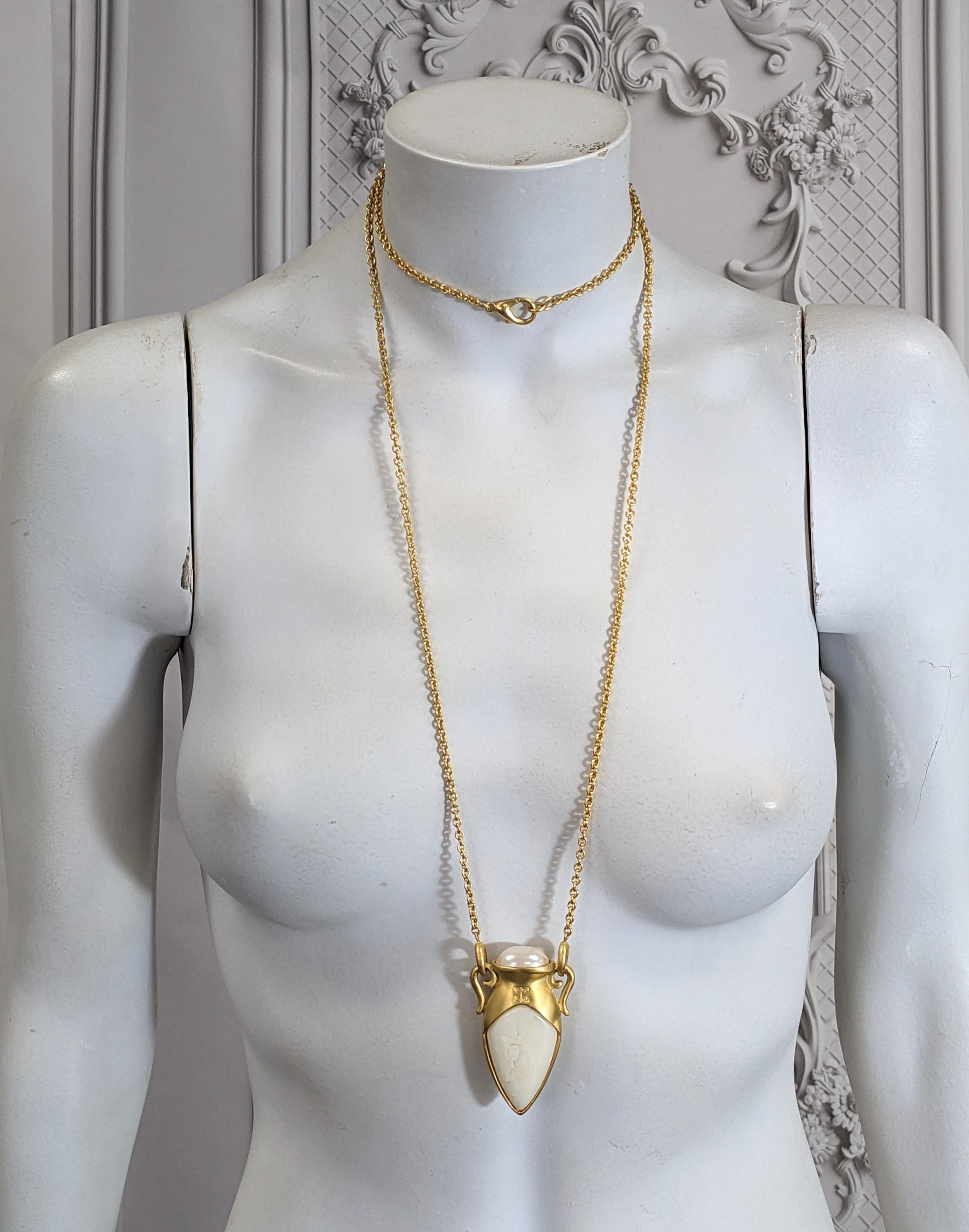 Givenchy Matte Gold Amphora Pendant In Excellent Condition For Sale In New York, NY