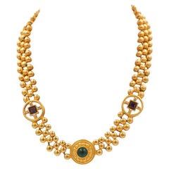 Givenchy Matte Gold W Cabachon stone Necklace