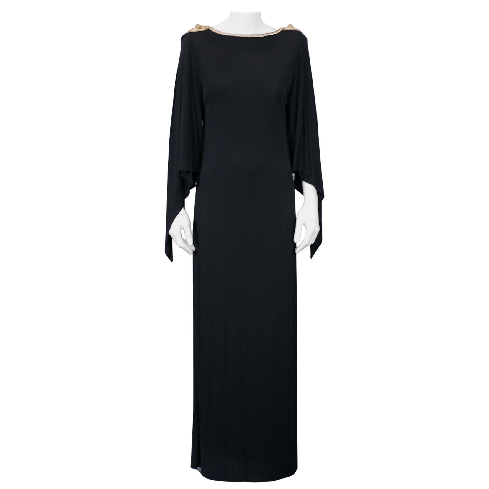 Givenchy Matte Jersey Gold Soutache Gown For Sale