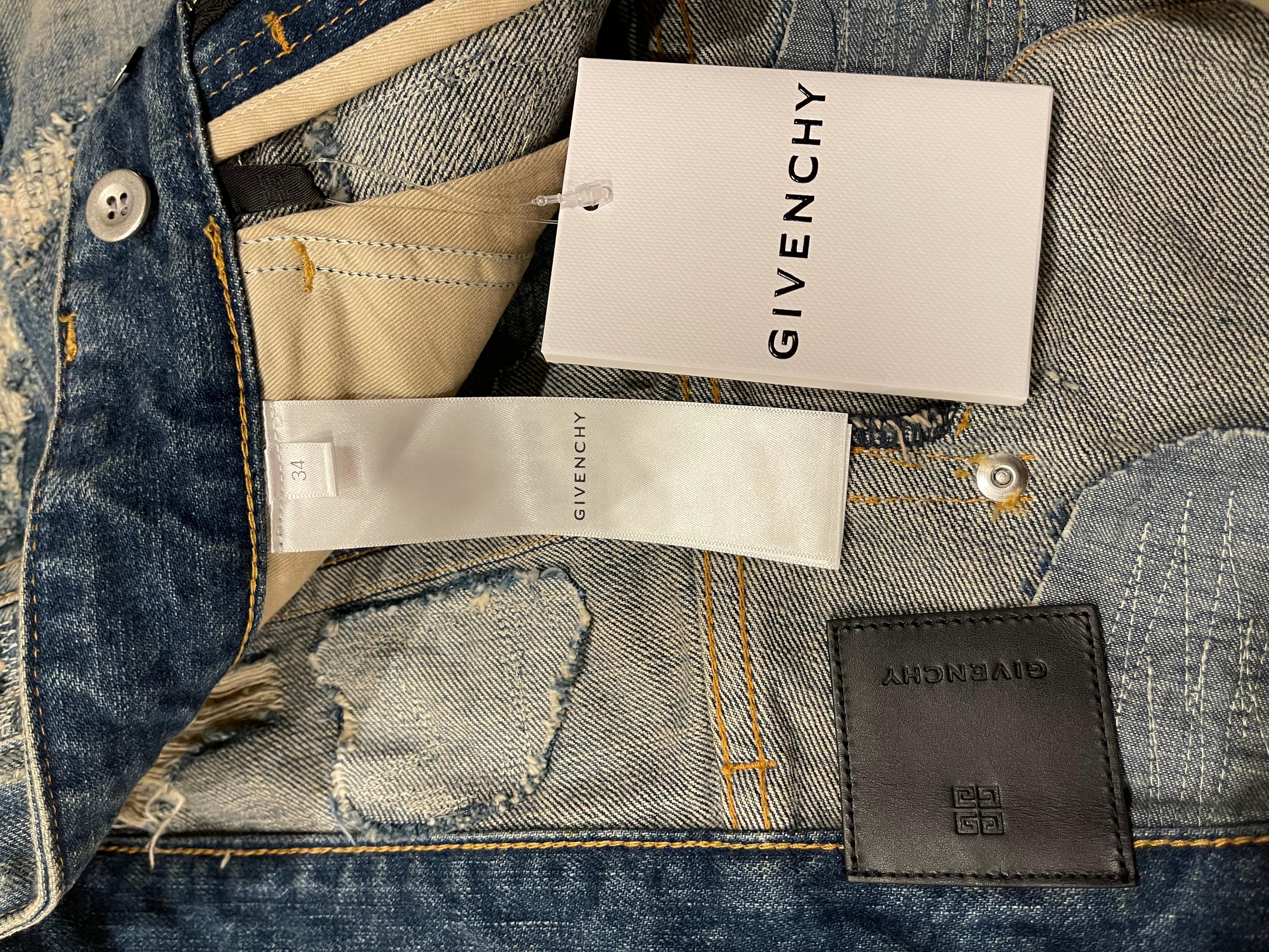 Men's Givenchy Matthew Williams Jeans In Destroyed Denim Moleskin size 34 For Sale