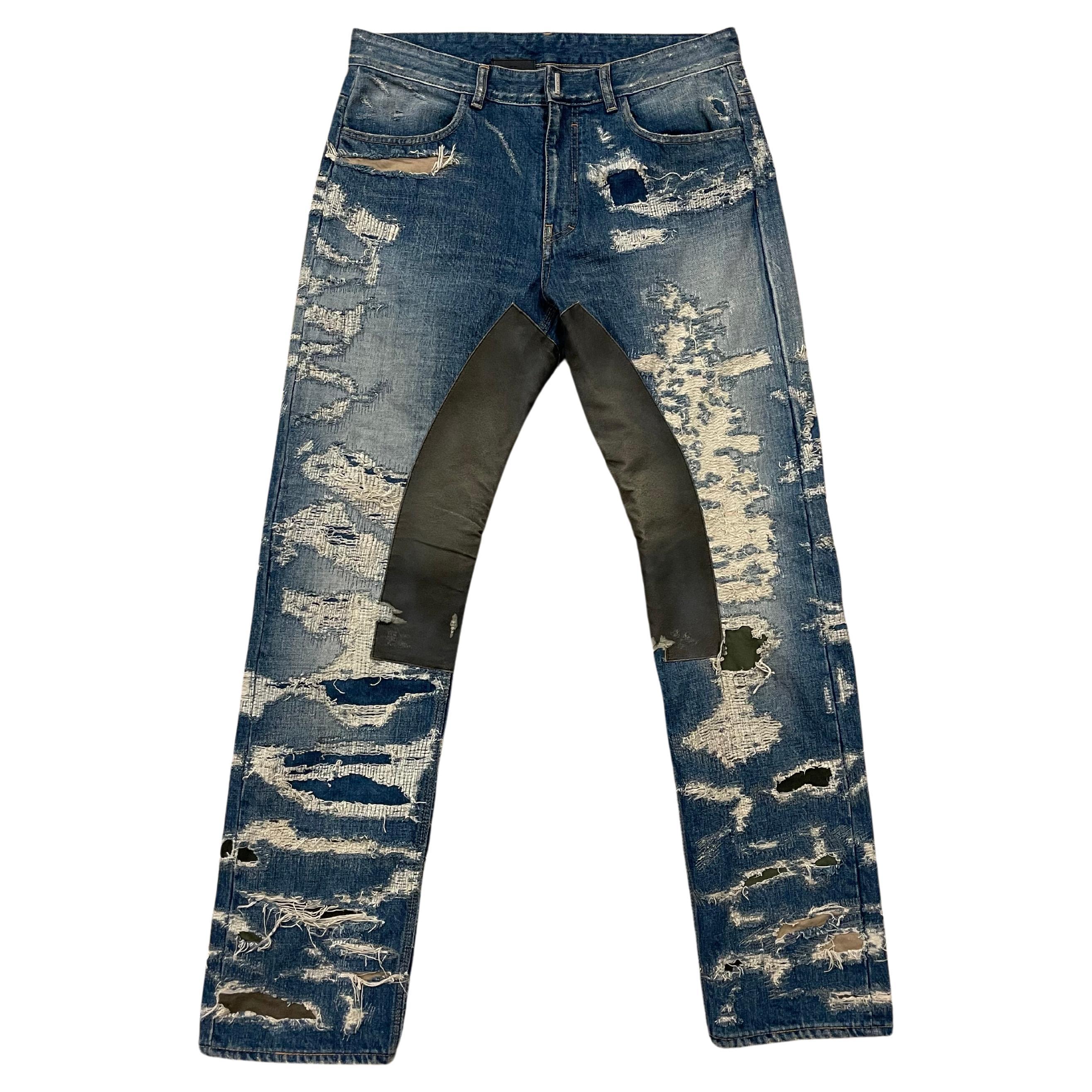 Givenchy Matthew Williams Jeans In Destroyed Denim Moleskin size 34 For Sale