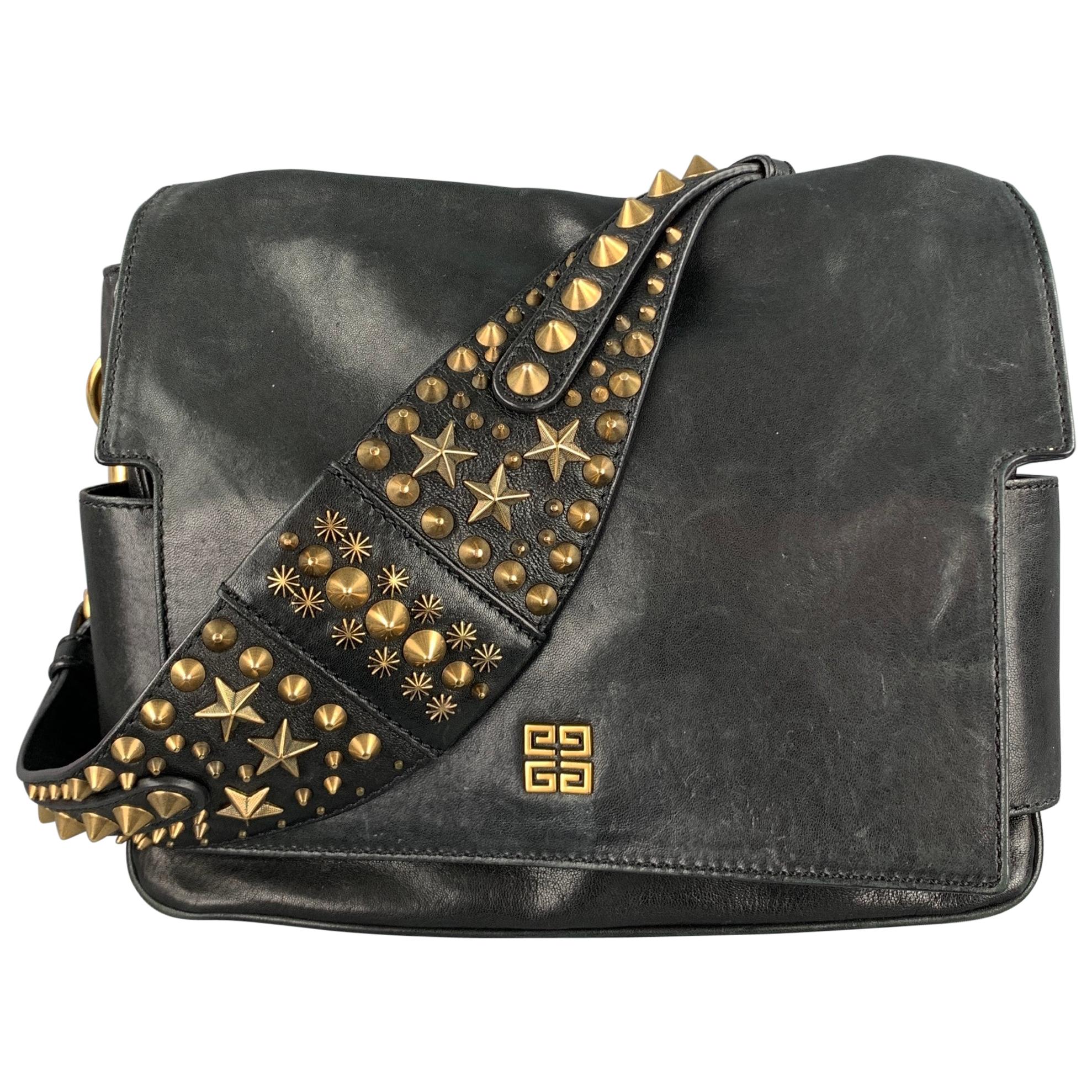 GIVENCHY Melancholia Resort 2010 Black Leather Studded Strap Handbag