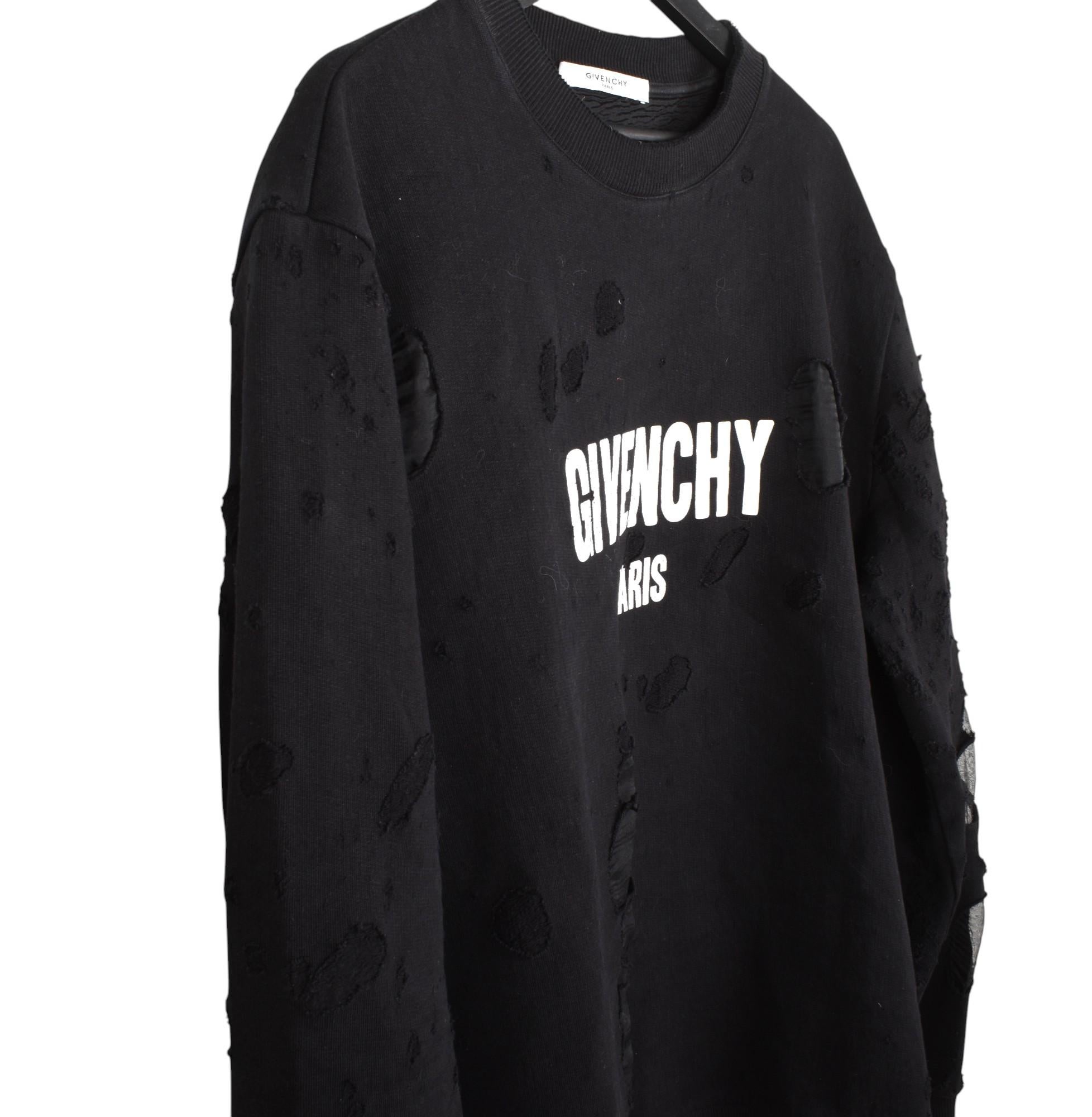 Givenchy Men Jumper Distressed Heavy Sweatshirt Size XL, S1457 In Excellent Condition For Sale In Kaunas, LT