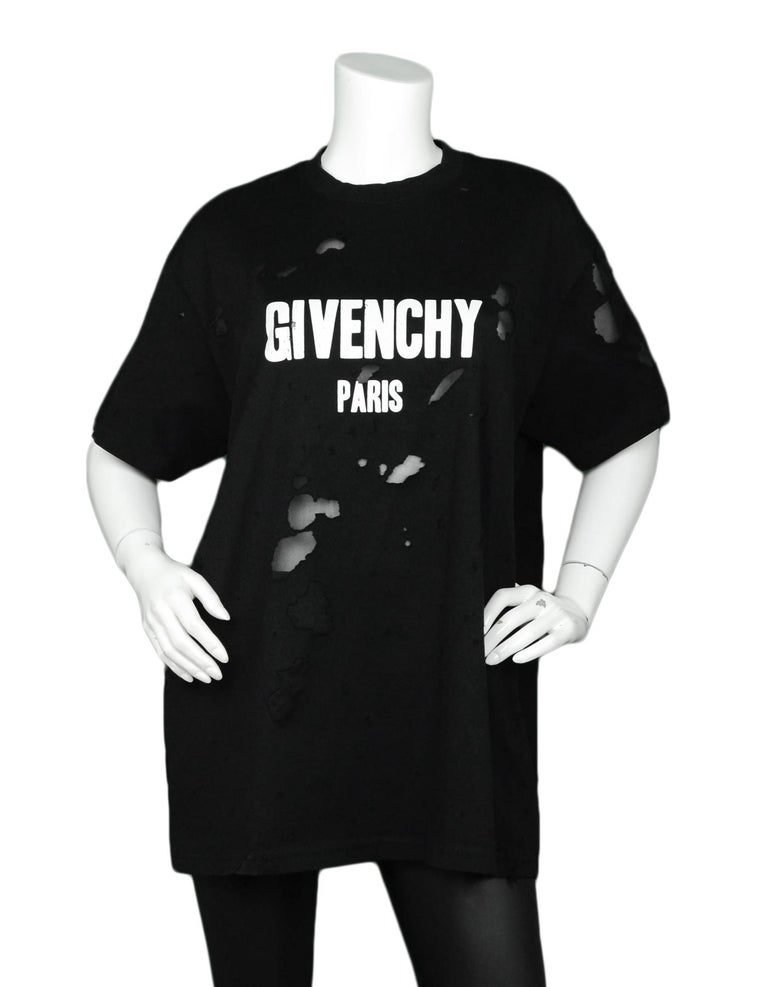 Givenchy Men's 2017 Black/White Unisex Distressed T-Shirt sz S For Sale ...