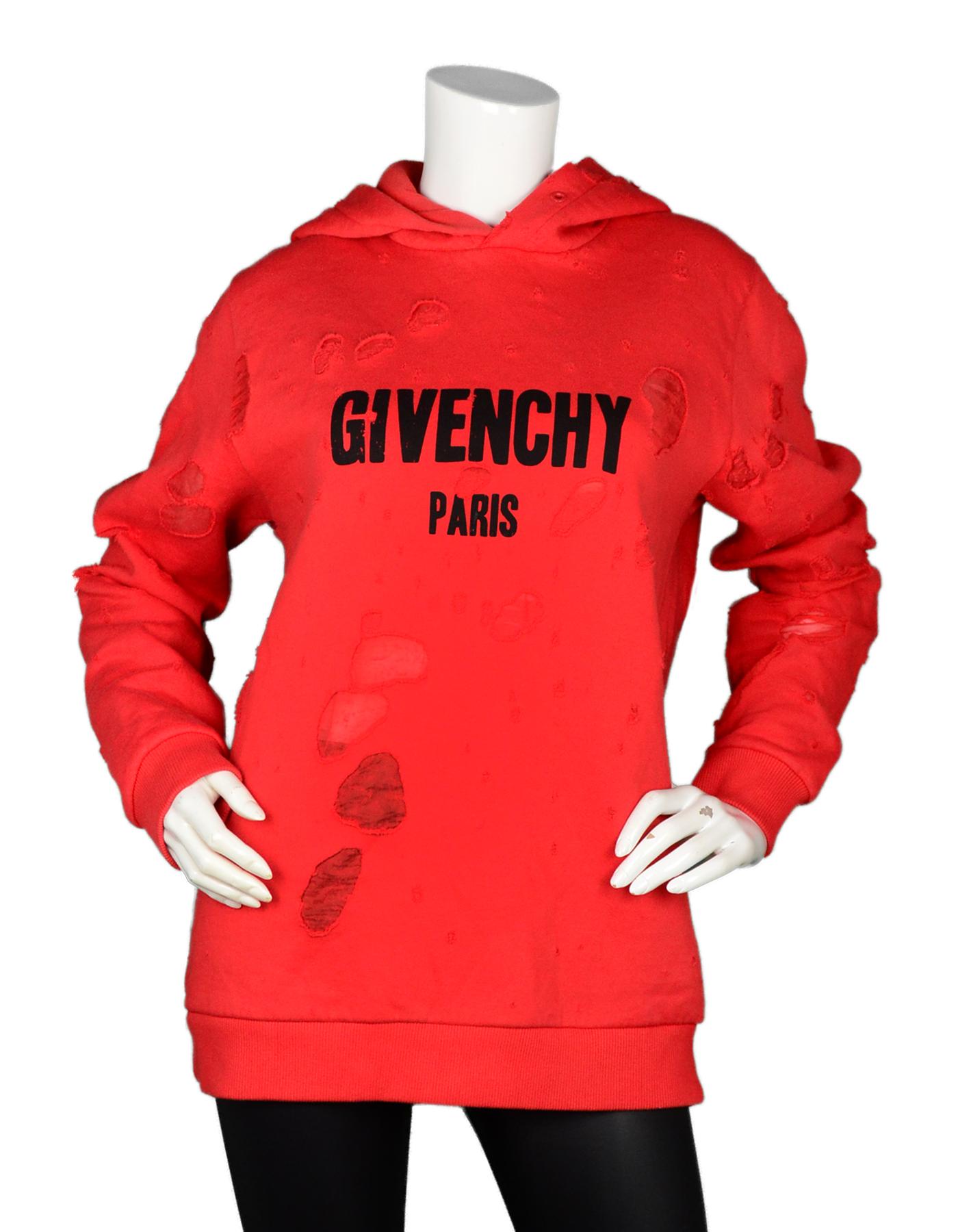 givenchy red hoodie distressed