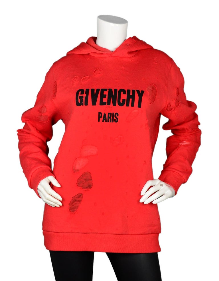 Givenchy red hoodie distressed clearance