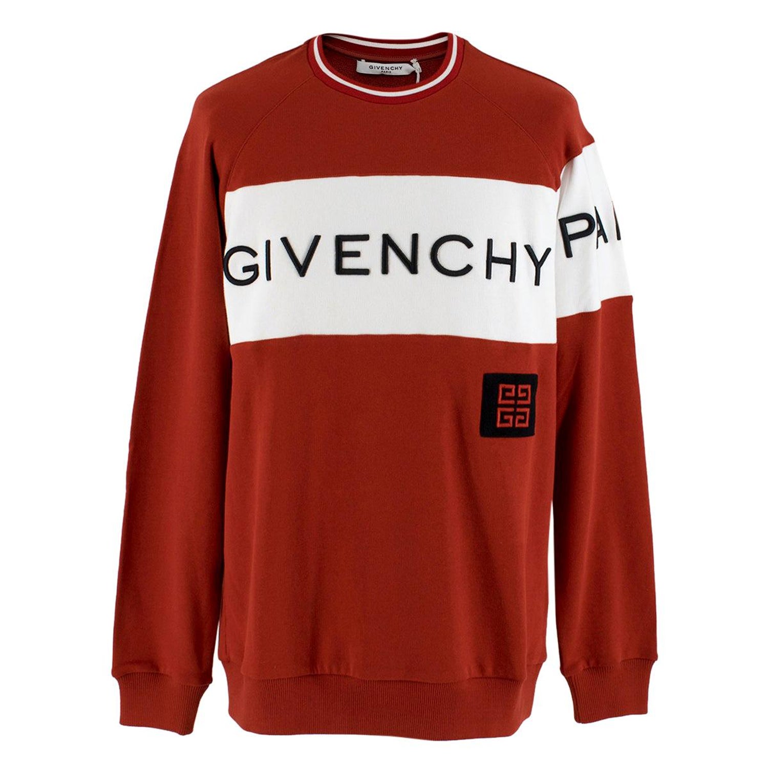 Givenchy Men's Red Intarsia Logo Sweater - New Season Size S at 1stDibs