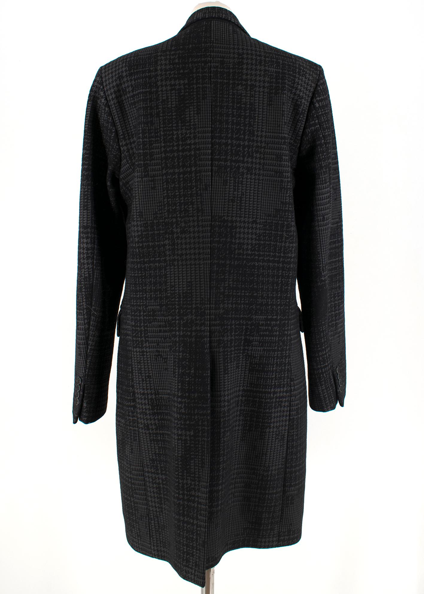 Black Givenchy Men's Tweed Print Single Breasted Wool Coat  IT 48