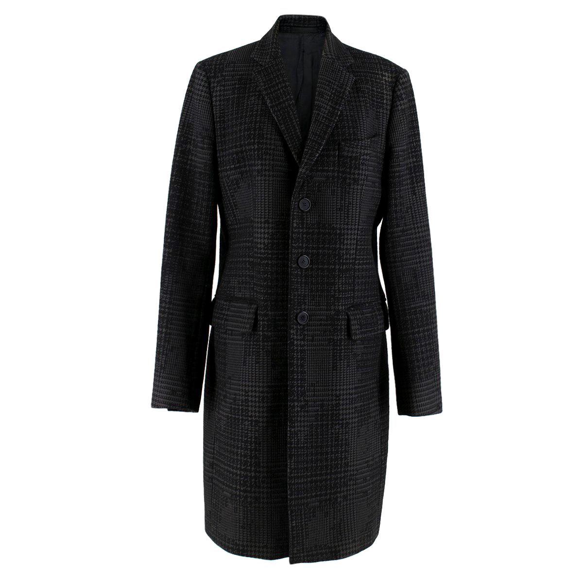 Givenchy Men's Tweed Print Single Breasted Wool Coat  IT 48