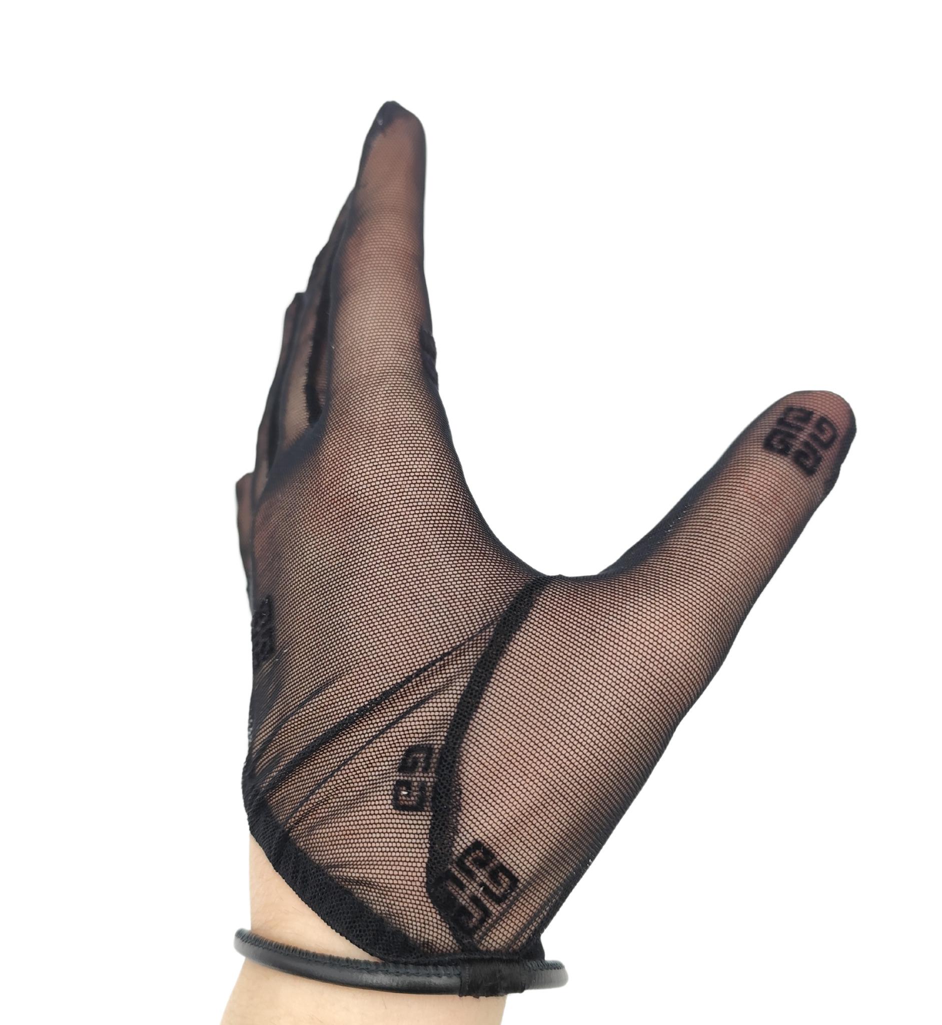 Women's Givenchy mesh tulle logo gloves with leather strings