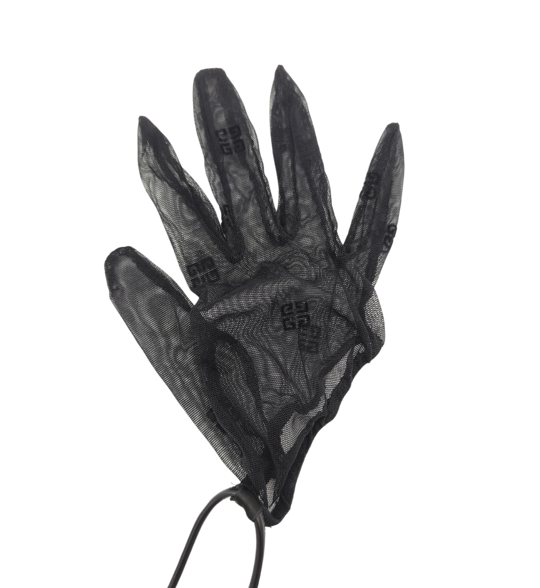 Givenchy mesh tulle logo gloves with leather strings 1