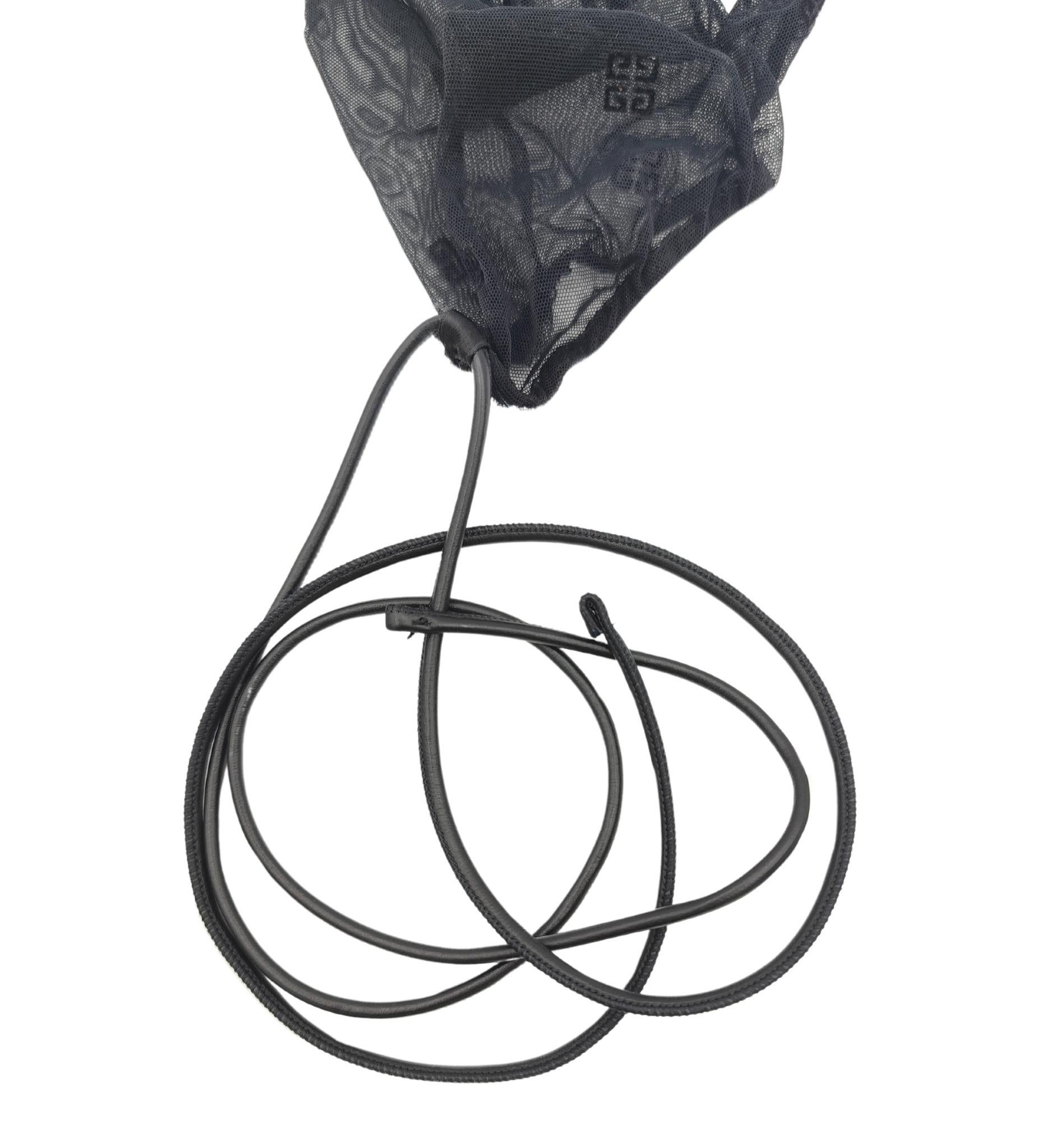 Givenchy mesh tulle logo gloves with leather strings 2