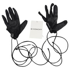 Givenchy mesh tulle logo gloves with leather strings