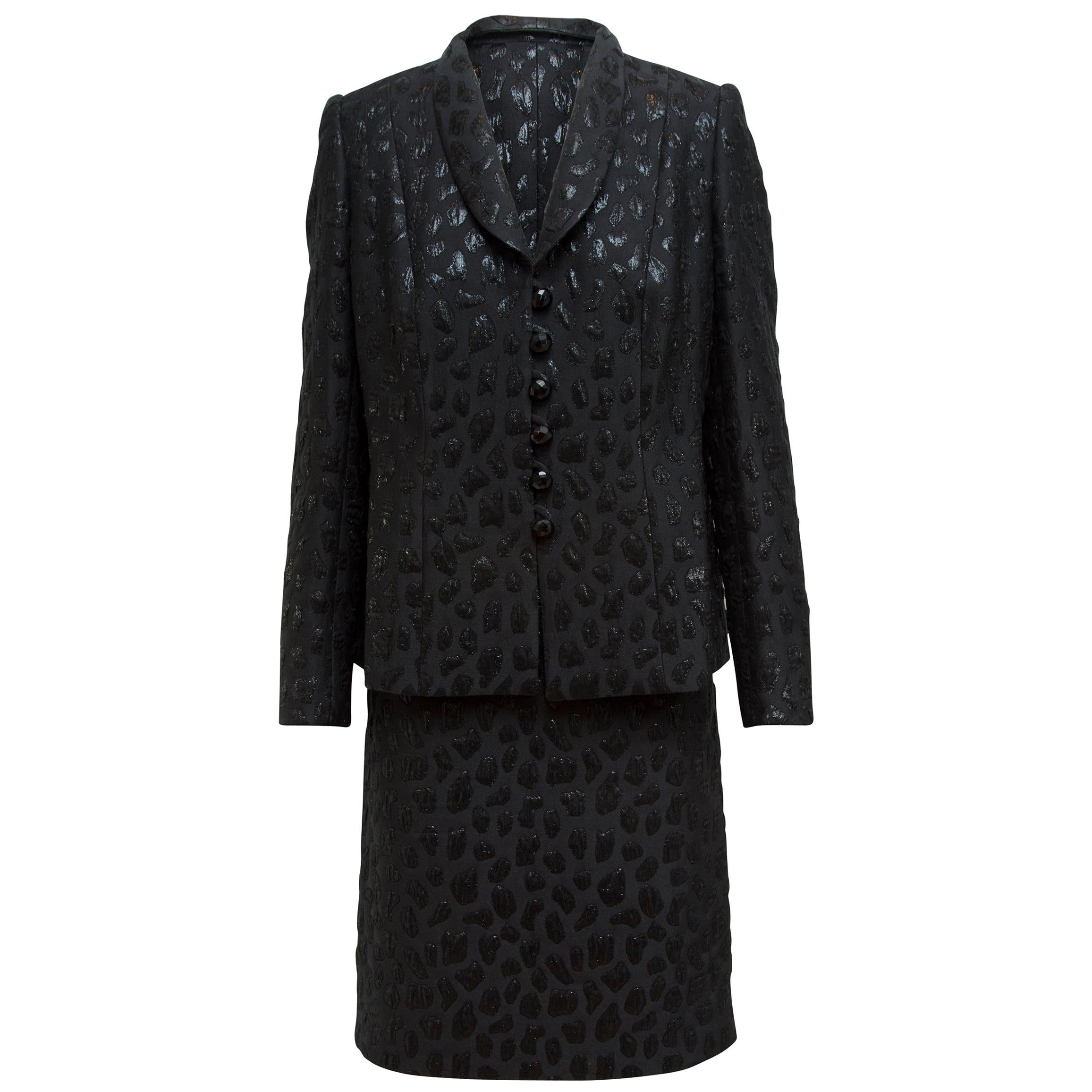  Givenchy Metallic Black Jacquard Skirt Suit Set