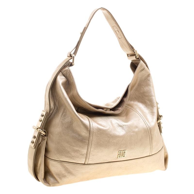 Women's Givenchy Metallic Gold Leather Hobo