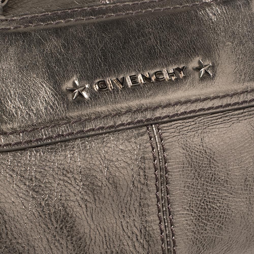 Givenchy Metallic Grey Soft Leather Boston Bag 2