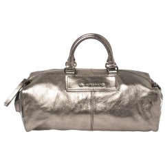 Givenchy Metallic Grey Soft Leather Boston Bag