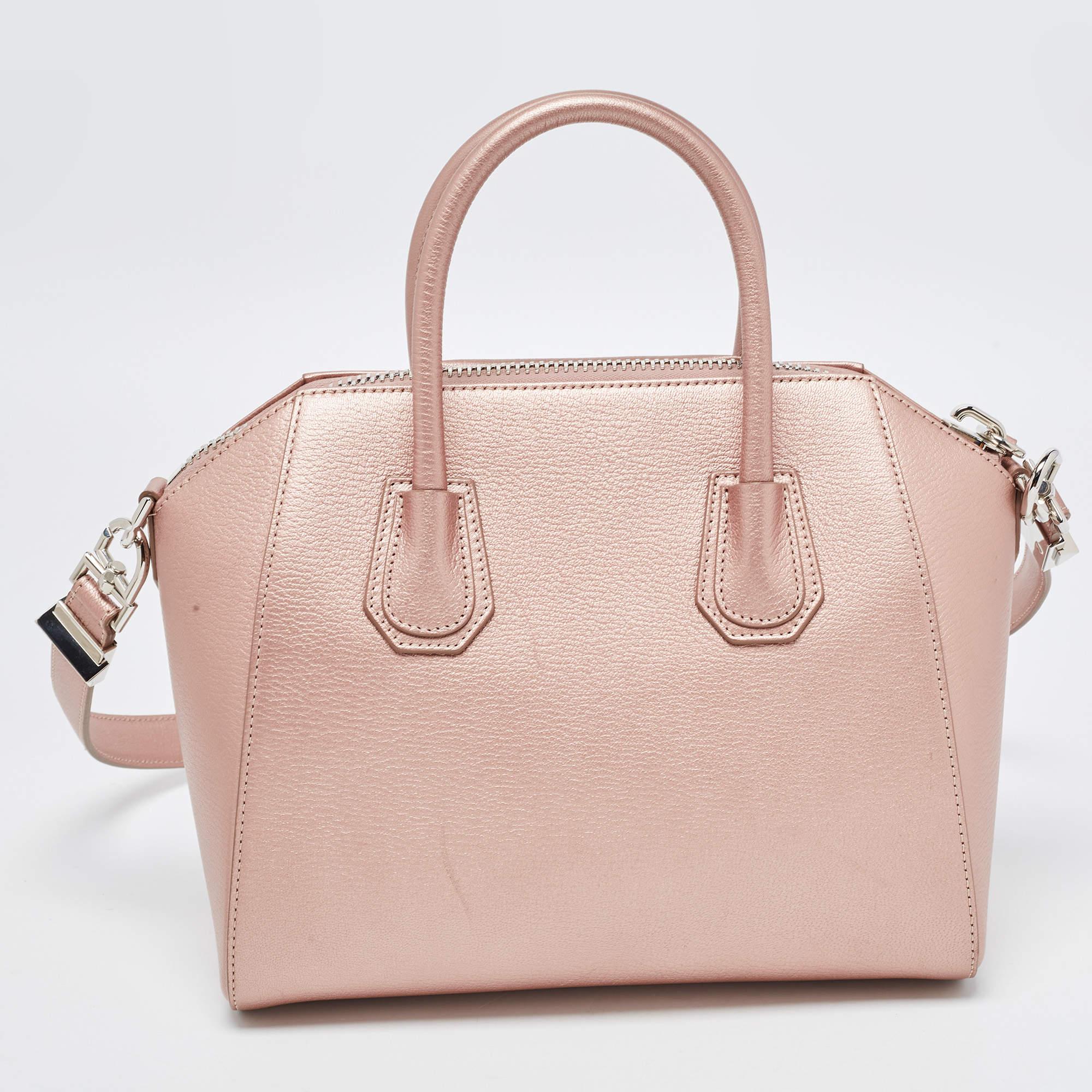 Women's Givenchy Metallic Pink Leather Small Antigona Satchel