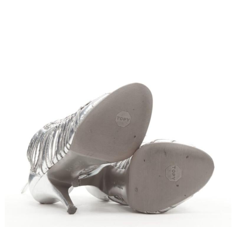 GIVENCHY metallic silver metal discs embellished strappy peep toe bootie EU36.5 For Sale 6