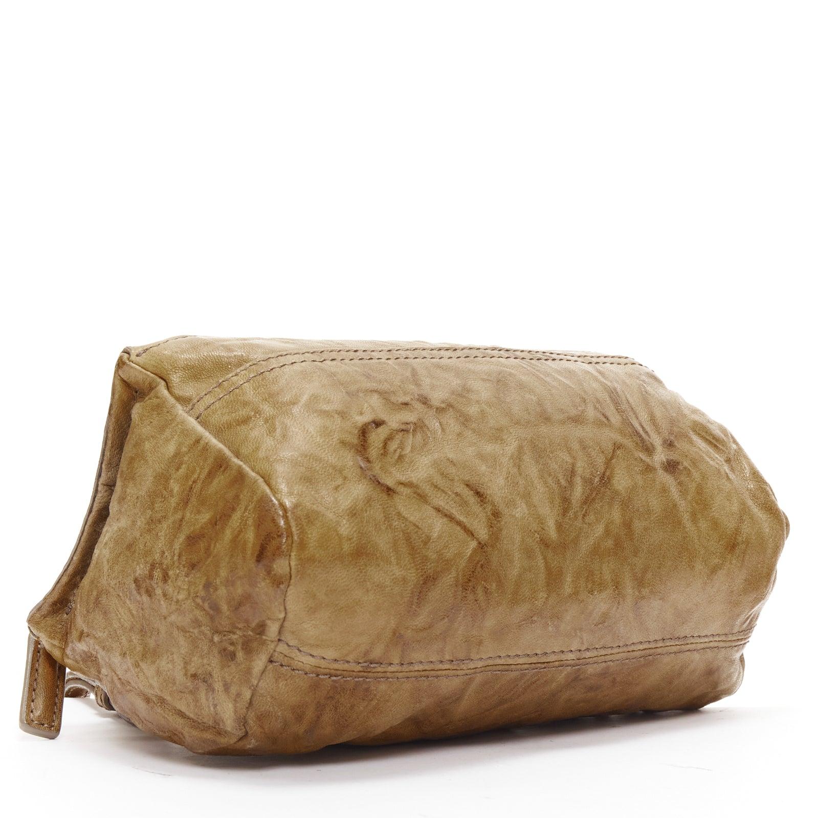 GIVENCHY Mini Pandora brown washed textured leather gold logo crossbody bag 2
